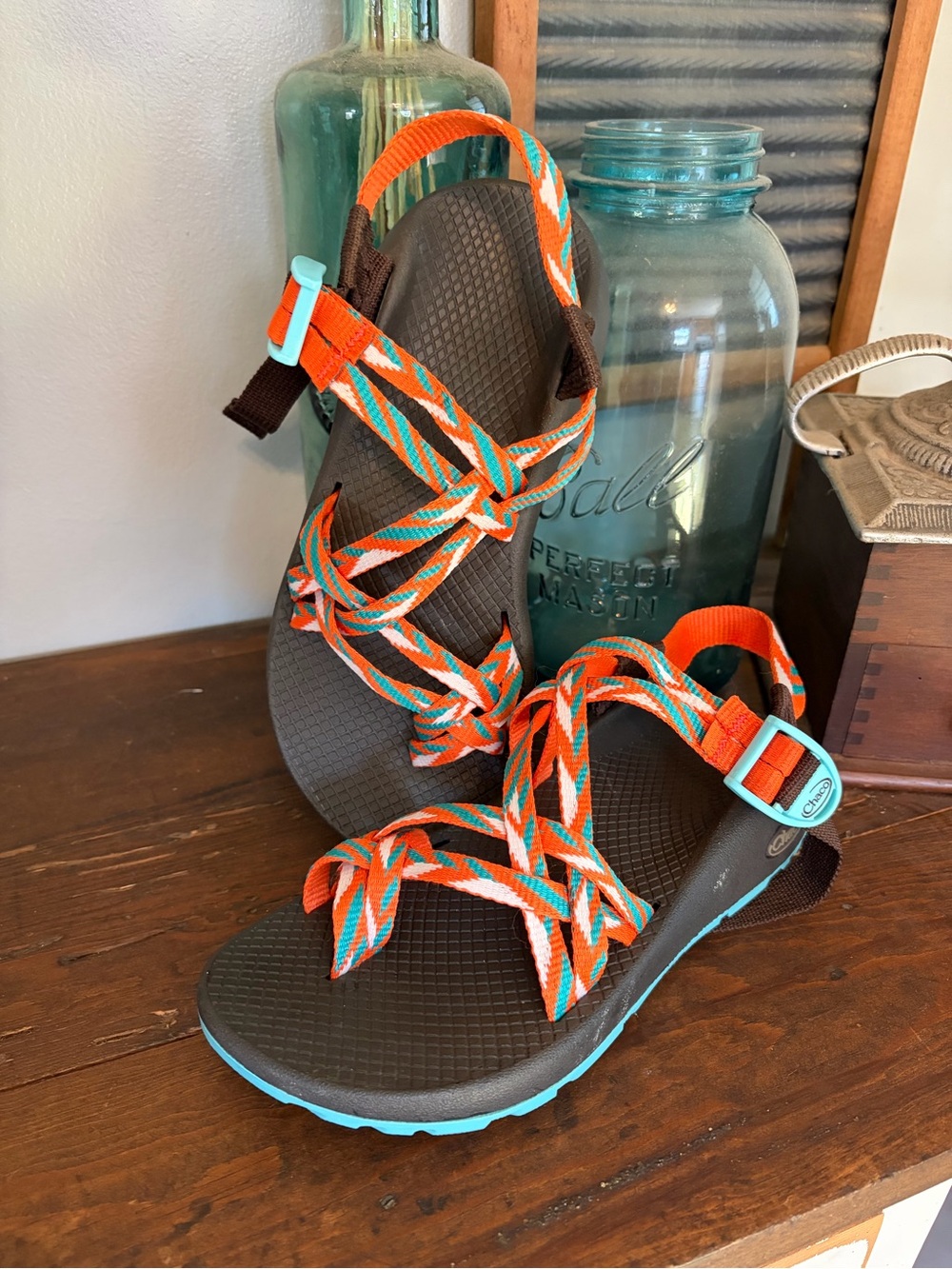 Chaco Women’s Multicolor Strappy Sandals - Orange & Teal